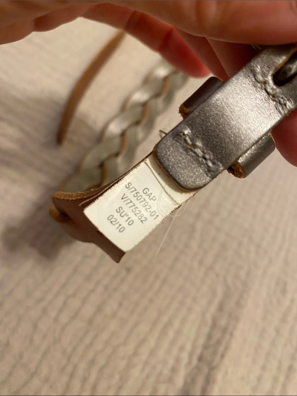 GAP Braided Leather Belt - Silver  with Tan Edges. Size M